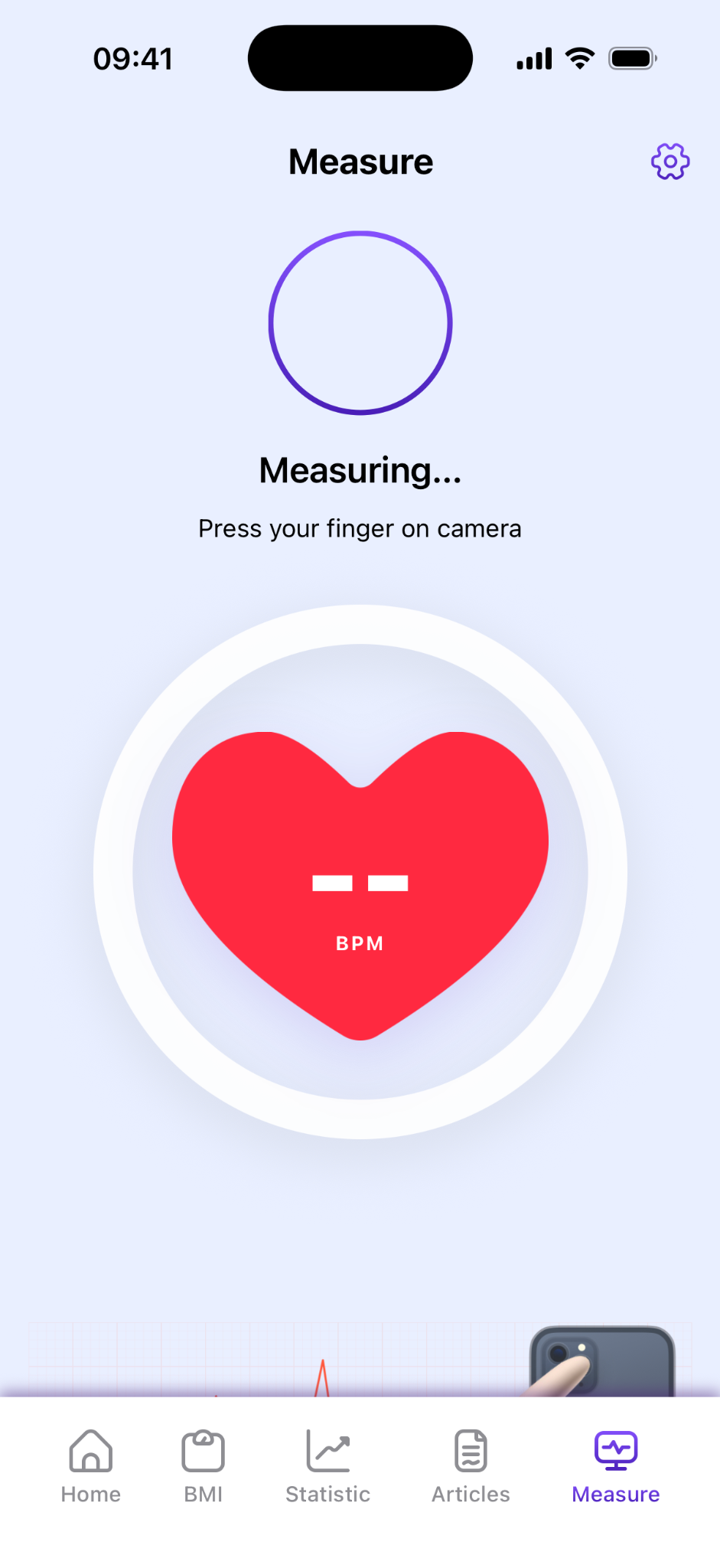 Heart Rate & BP: Glucose Log pulse measurement screen